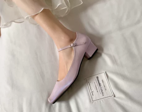 设计感小众高跟鞋法式复古玛丽珍鞋粗跟浅口鞋...