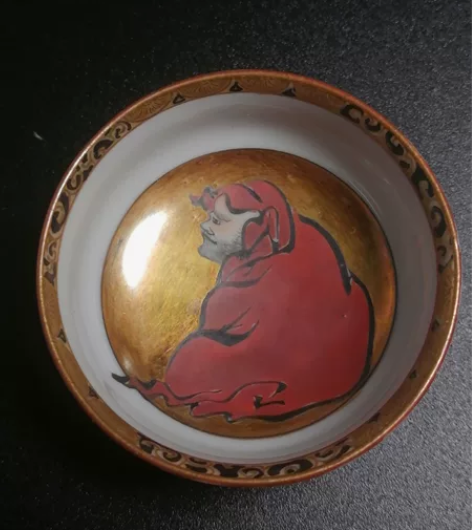 满金 细密绘画 达摩杯 窑变釉 高3.2厘...