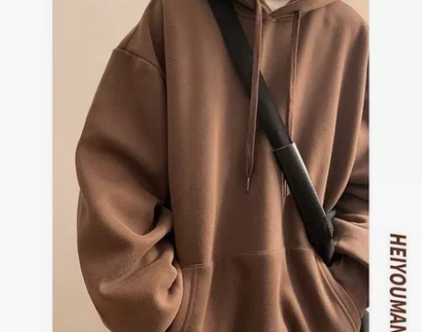 纯色百搭连帽卫衣男美式oversize宽松...