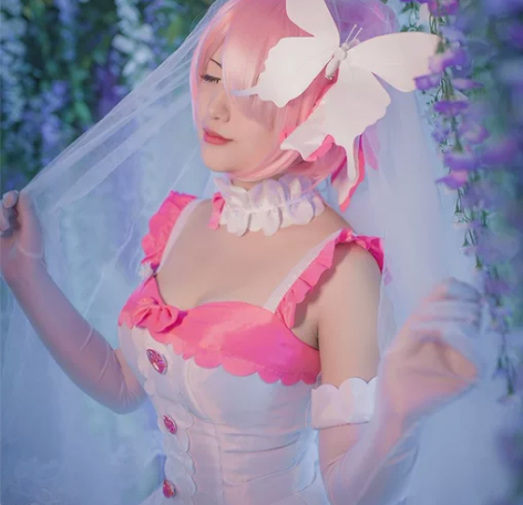 初兽猫拉姆婚纱花嫁婚纱cos 衣服配饰和假...