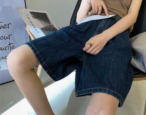 复古港味五分牛仔短裤女夏季大码胖妹妹mm宽...