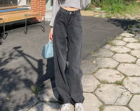 ?黑色牛仔裤女2021年夏季新款高腰韩版宽...