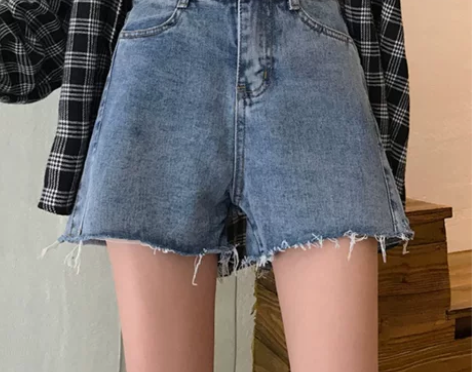 高腰阔腿牛仔裤夏季韩版ulzzang直筒热...