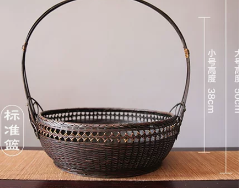 花篮竹篮花器 竹筒竹编 六角篮 中式插花花...