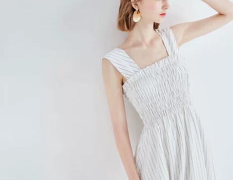 kk新款女装温柔收腰超仙女chic桔梗裙子...