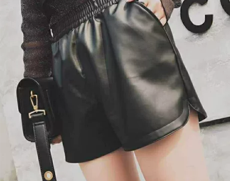 皮短裤秋冬新款高腰女韩版修身显瘦宽松休闲裤...