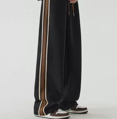 SUZS冬季美式复古裤子男直筒织带卫裤潮流...