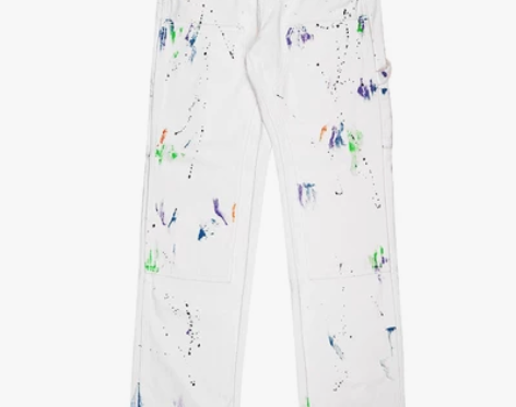 国潮牌春秋fog泼墨牛仔裤男宽松直筒拖地裤...