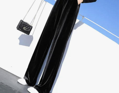 金丝绒阔腿裤女秋冬加绒高腰垂感丝绒裤子20...