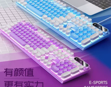 银雕K600电竞机械手感吃鸡游戏发光键盘有...