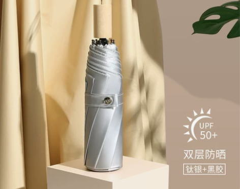 双层钛银太阳伞超强防晒防紫外线黑胶折叠女晴...