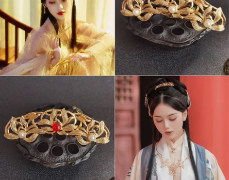 古装汉服头饰花钿古风晋制发饰诃子裙发钗流苏...
