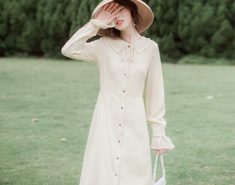 ?2019流行裙子仙女超仙森系智熏裙法式桔...