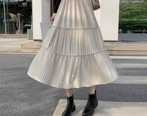 丝绒半身裙2021秋冬新款黑色伞裙显瘦高腰...