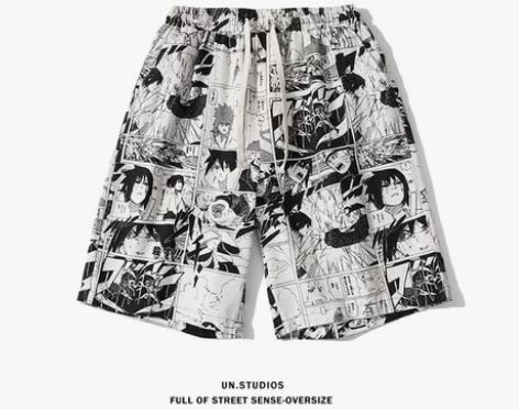 短裤男潮牌ins爆款夏火影忍者漫画休闲沙滩...