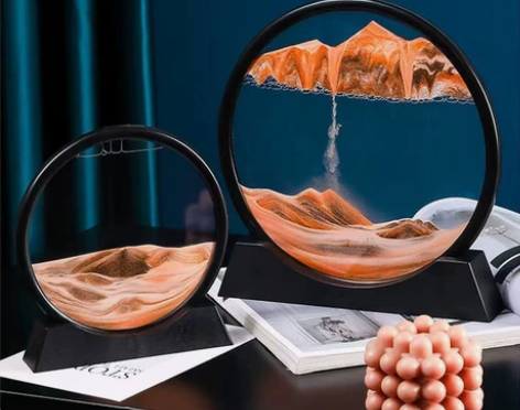 创意3D流沙画玻璃摆件生日礼物液体解压客厅...