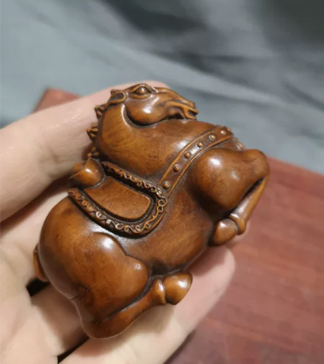 老木雕手把件手把件木雕马到成功手把件，尺寸...