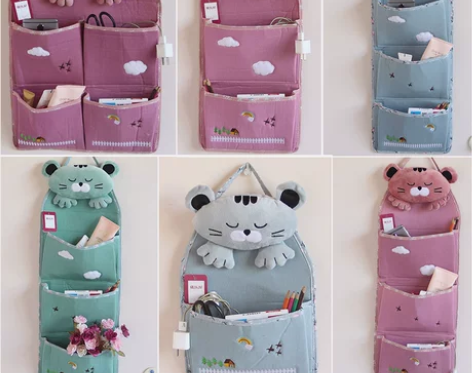 康乐屋吉米布艺收纳袋墙挂式收纳袋钥匙挂袋壁...