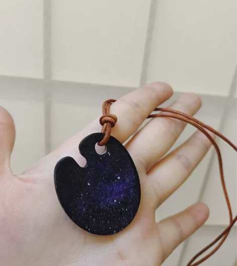 原创设计纯手工星空调色盘挂件钥匙扣包挂成品...