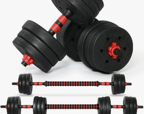 哑铃男士 家用练臂肌包胶杠铃套装健身器材1...