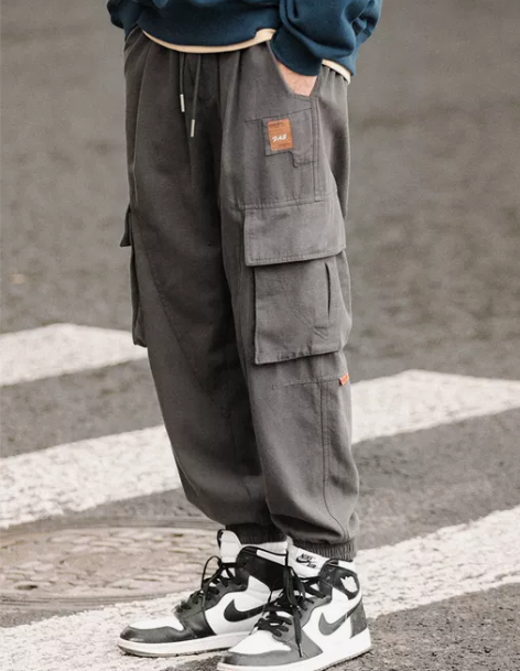 春秋季韩版休闲裤男士工装裤宽松长裤束脚裤