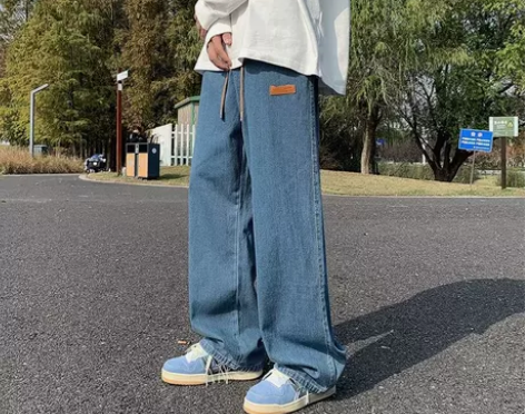 日系宽松复古牛仔裤男秋冬2022新款高街潮...