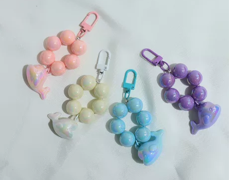 卡通可爱镀彩浙变小海豚小物件挂绳时尚百搭串...