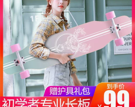 弘鹰专业滑板长板初学者成人青少年刷街韩国男...