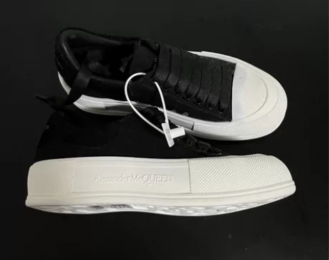 借嘿嘿的嫂子麦昆帆deck系列帆布鞋黑色 ...