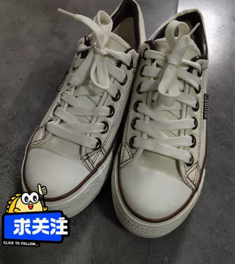 闲置转让:女款米白色厚底帆布鞋，38码，穿...