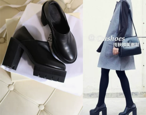 2015秋冬新款欧美粗跟单鞋低帮女鞋松糕防...