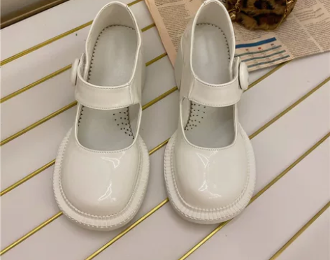 mona同款玛丽珍鞋女复古一字扣粗中跟浅口...