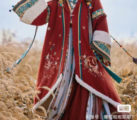 七月夕汉服 玄女 交领上袄改良绣花短背子印...