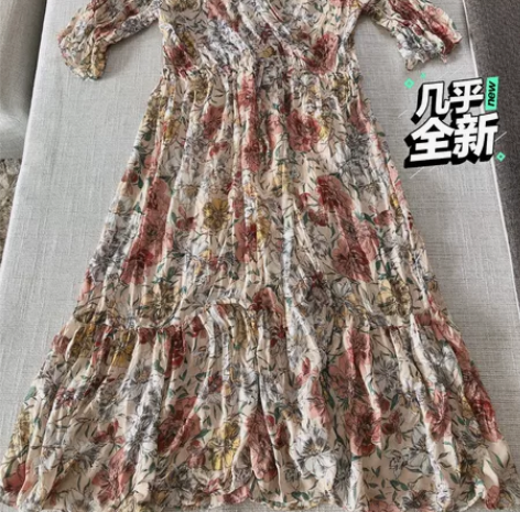 韩国东大门代购春夏碎花度假风中长连衣裙 均...