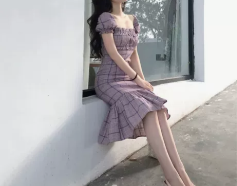 【年货价】女装2019新款潮法式复古裙子桔...