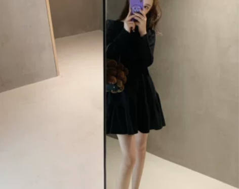 钱夫人长袖针织连衣裙女秋冬2019新款韩版...