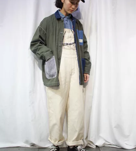 岛石小川 日系复古原宿风减龄百搭背带裤宽松...