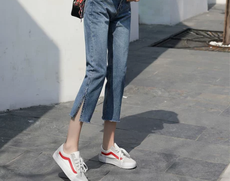 春夏装155小个子微胖穿搭145七分牛仔裤...