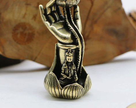 纯铜佛手倒流香摆件黄铜香薰炉观音莲花香托香...