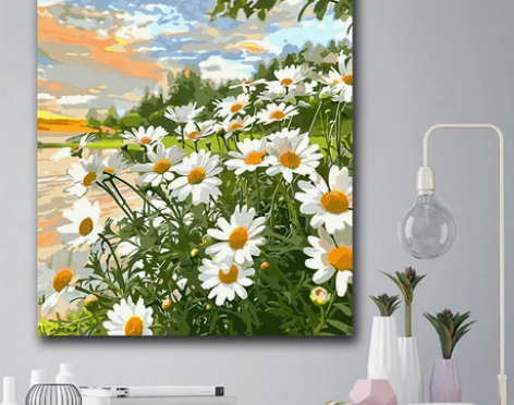 diy数字油画 手工填充油彩装饰画雏菊花 ...