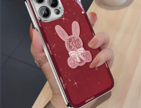 红色钻石兔适用苹果14promax手机壳i...