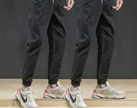 束脚工装裤潮牌男士休闲裤宽松纯棉运动九分哈...