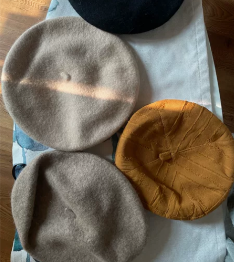 贝雷帽4个 3个羊毛1个棉麻 米色 摩卡棕...