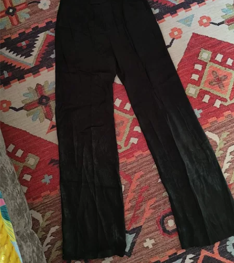 全新真丝醋酸薄款西服裤 黑色印花穿起来很飒...