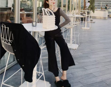 春秋新品宽松麂皮绒高腰宽松背带裤女 -仅试...