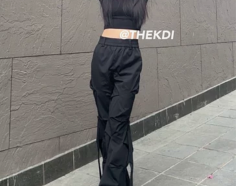 THEKDI 小众vibe风褶皱设计直筒工...