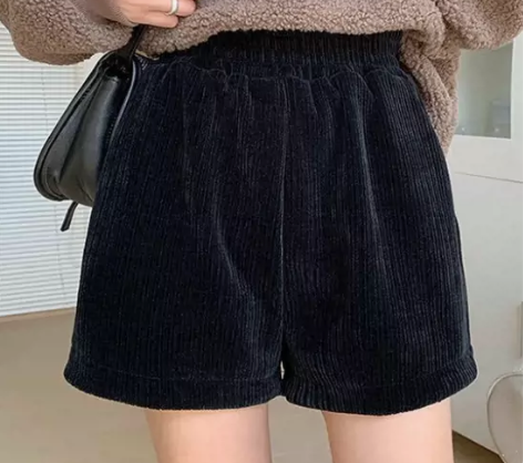 高腰黑色休闲短裤女秋冬季2022新款韩版灯...