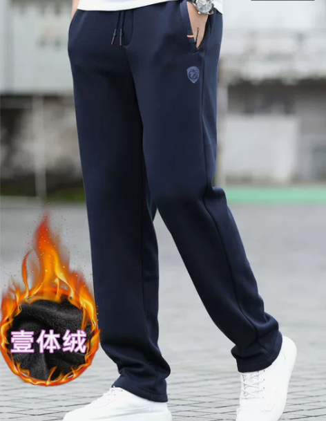 裤子加绒 加厚裤子运动裤男保暖裤直筒卫裤男...