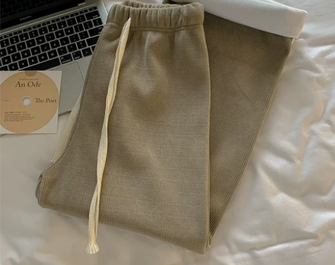 加绒保暖松紧腰绑带休闲裤2022冬季新款女...