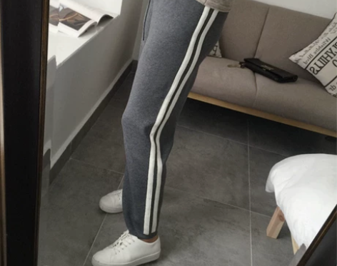 小阿飞家 休闲舒适羊毛针织阔腿裤宽松条纹运...